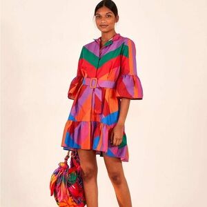 Farm Rio Amanda Stripes Mini Dress, XL GUC